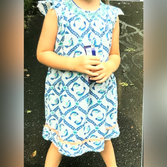 Roller Rabbit Blue and White Girls Fish Dress Size 8